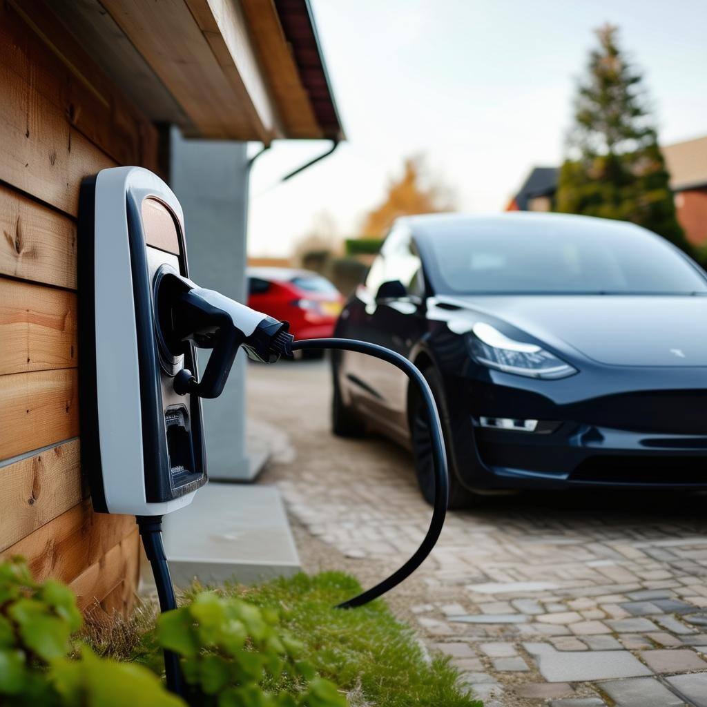 someone charging their electric vehicle at their house